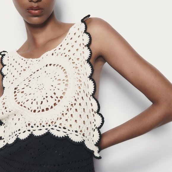 NWT BLACK AND WHITE SUPER CUTE CHENILLE OPEN BACK DRESS - Picture 5 of 9